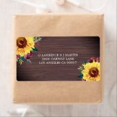 Sunflower Burgundy Roos Wood Weddenschap Etiket (Insitu)