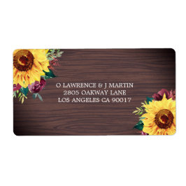 Sunflower Burgundy Roos Wood Weddenschap Etiket