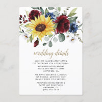 Sunflower Burgundy Rozen Navy Blue Rustic Wedding