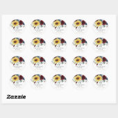 Sunflower Burgundy Rozen Navy Blue Rustic Wedding Ronde Sticker (Vel)