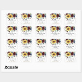 Sunflower Burgundy Rozen Navy Blue Rustic Wedding Vierkante Sticker (Vel)