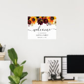 Sunflower Burgundy Waterverf Weddenschap Welkomstt Poster (Thuiskantoor)