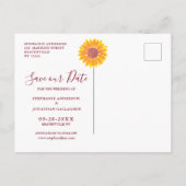 Sunflower Burgundy Wedding Save the Date Aankondigingskaart (Achterkant)