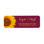 Sunflower Burgundy Weduwingadres Etiket (Voorkant)