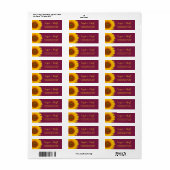Sunflower Burgundy Weduwingadres Etiket (Full Sheet)