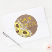 Sunflower Burlap Rustic Save the Date Label (Envelop)