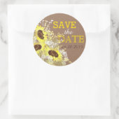 Sunflower Burlap Rustic Save the Date Label (Tas)