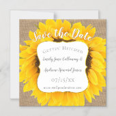 Sunflower Burlap Typography Wedding Save the Date Magnetische Uitnodiging (Voorkant)