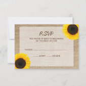 Sunflower Burlap Wedding RSVP-reactiekaart RSVP Kaartje (Voorkant)
