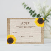 Sunflower Burlap Wedding RSVP-reactiekaart RSVP Kaartje (Staand voorkant)