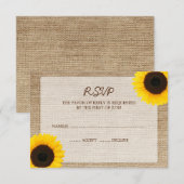 Sunflower Burlap Wedding RSVP-reactiekaart RSVP Kaartje (Voorkant / Achterkant)
