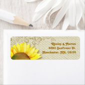 Sunflower Burlap Weduwingadres Etiket (Insitu)