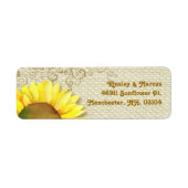 Sunflower Burlap Weduwingadres Etiket (Voorkant)