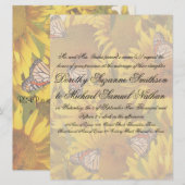 Sunflower Butterflies Floral Wedding Invitation Kaart (Voorkant / Achterkant)