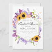 Sunflower Butterflies Lilac Hexagon Bridal Shower Kaart (Voorkant)