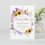 Sunflower Butterflies Lilac Hexagon Bridal Shower Kaart (Staand voorkant)