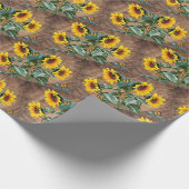 Sunflower Butterflies Rustic Barn Board Cadeaupapier (Hoek)