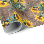Sunflower Butterflies Rustic Barn Board Cadeaupapier (Rol Hoek)