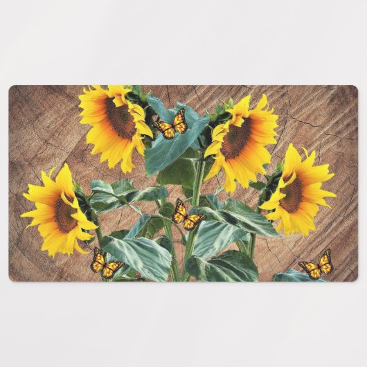 Sunflower Butterflies Rustic Barn Board Labels (Design 1)