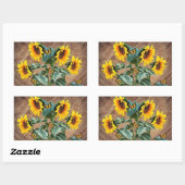 Sunflower Butterflies Rustic Barn Board Rechthoekige Sticker (Vel)