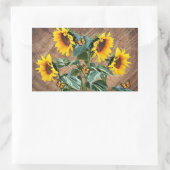 Sunflower Butterflies Rustic Barn Board Rechthoekige Sticker (Tas)