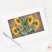 Sunflower Butterflies Rustic Barn Board Rechthoekige Sticker (Envelop)