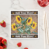 Sunflower Butterflies Rustic Barn Board Servet (Insitu)