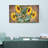 Sunflower Butterflies Rustic Barn Board Spandoek (Beurs)