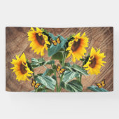 Sunflower Butterflies Rustic Barn Board Spandoek (Horizontaal)