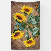Sunflower Butterflies Rustic Barn Board Spandoek (Verticaal)