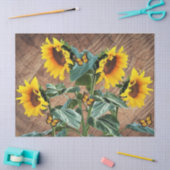 Sunflower Butterflies Rustic Barn Board Tissuepapier (Craft)