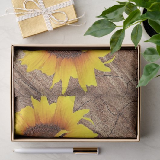 Sunflower Butterflies Rustic Barn Board Tissuepapier (Geschenk)