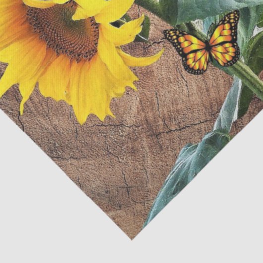 Sunflower Butterflies Rustic Barn Board Tissuepapier (Detail)