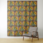 Sunflower Butterflies Rustic Barn Board Wandkleed (In situ)