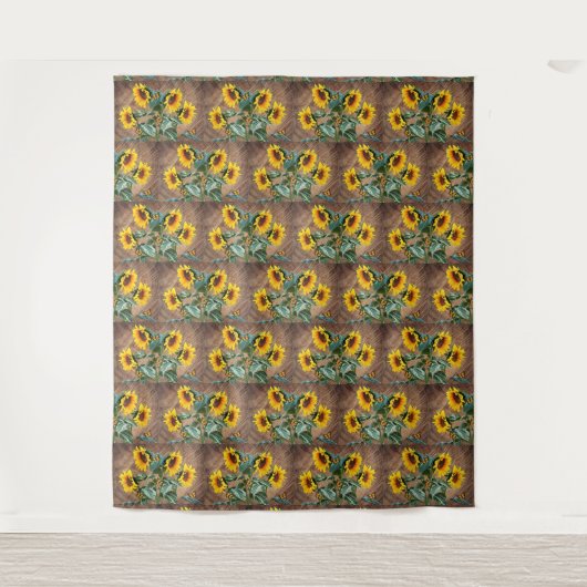 Sunflower Butterflies Rustic Barn Board Wandkleed (Voorkant)
