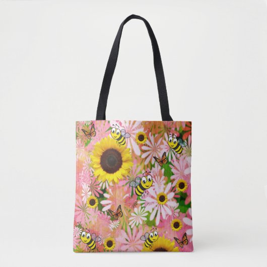 Sunflower Butterfly Bumblebee Tote Bag (Voorkant)