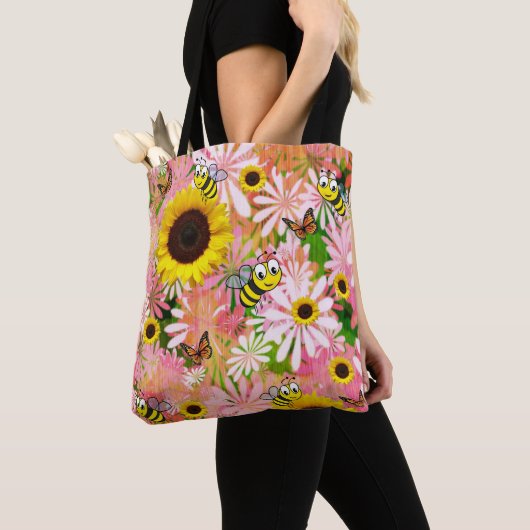 Sunflower Butterfly Bumblebee Tote Bag (Dichtbij)