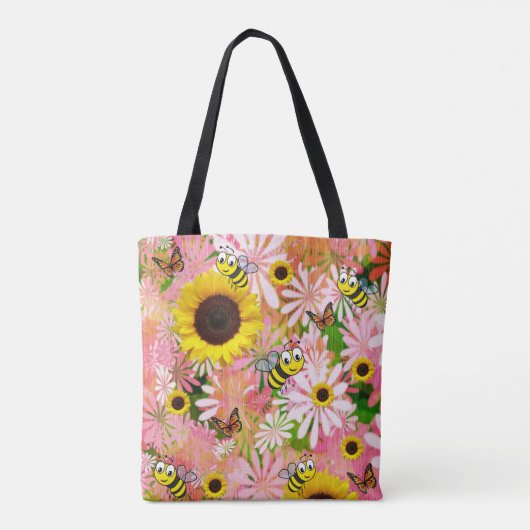 Sunflower Butterfly Bumblebee Tote Tote Bag (Achterkant)