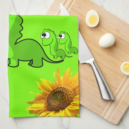 Sunflower Butterfly Dinosaur Kitchen Towel Theedoek (Quarter Fold)