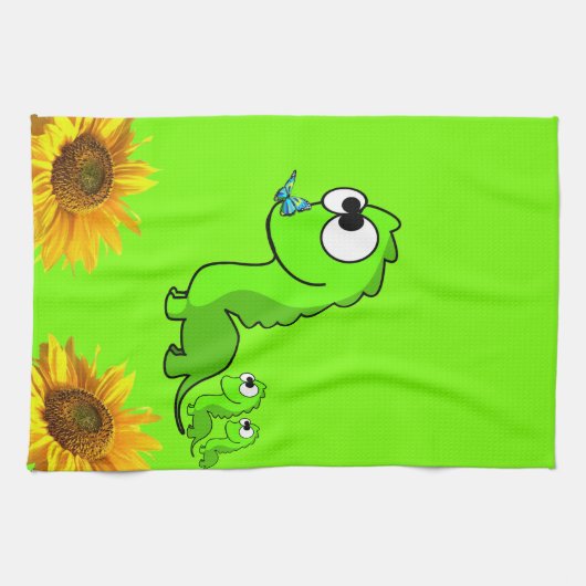 Sunflower Butterfly Dinosaur Kitchen Towel Theedoek (Horizontaal)