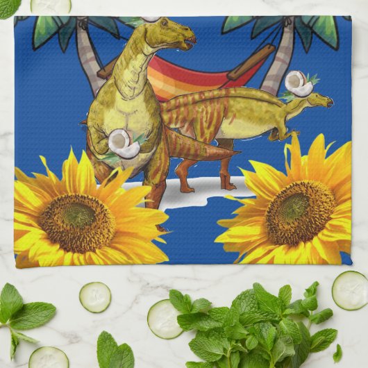 Sunflower Butterfly Dinosaur Kitchen Towel Theedoek (Gevouwen)