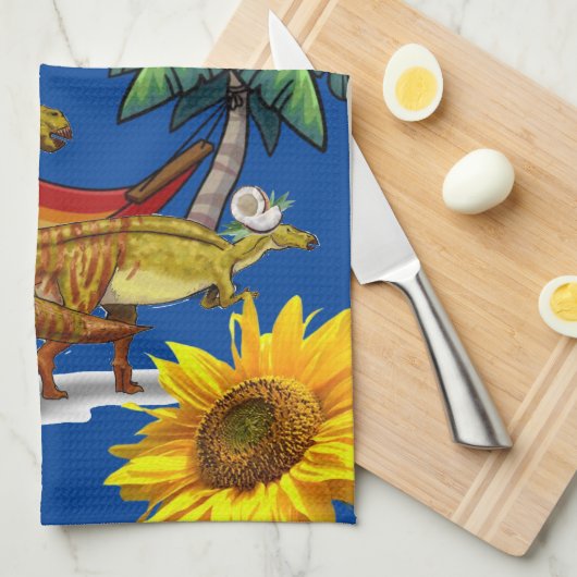 Sunflower Butterfly Dinosaur Kitchen Towel Theedoek (Quarter Fold)