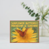 Sunflower Butterfly Friendship & Sunshine Briefkaart (Staand voorkant)