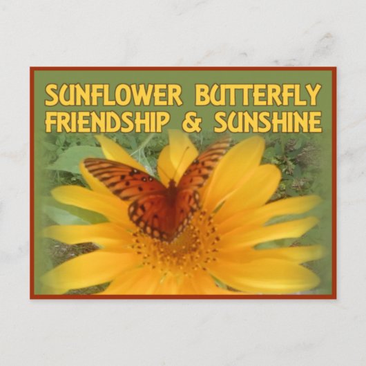 Sunflower Butterfly Friendship & Sunshine Briefkaart (Voorkant)