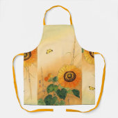 SUNFLOWER, BUTTERFLY, GROEN VERLAAT Japanse Floral Schort (Voorkant)