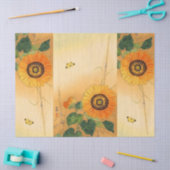 SUNFLOWER, BUTTERFLY, GROEN VERLAAT Japanse Floral Tissuepapier (Craft)
