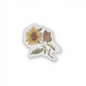 Sunflower Butterfly Sticker, Grounded Roots Decal Sticker (Voorkant)