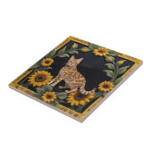 Sunflower Cats - Bengal Cat & Yellow Sunflowers Tegeltje (Zijkant)