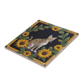 Sunflower Cats - Savannah Cat & Yellow Sunflowers Tegeltje (Zijkant)