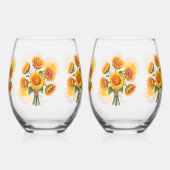 Sunflower Celebration Wedding Wijnglas Zonder Voet (Achterkant)